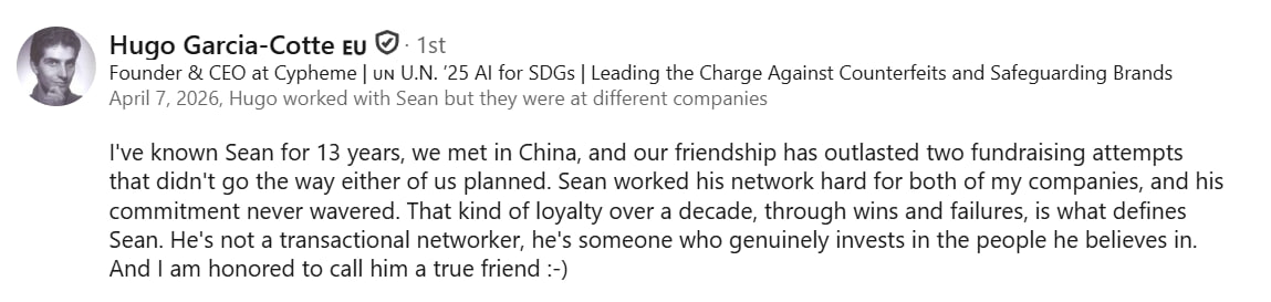 LinkedIn recommendation from Hugo Garcia-Cotte, CEO at Cypheme